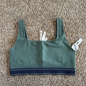 NWT - Victoria's Secret PINK Green Sports Bra with Navy Accents Reversible